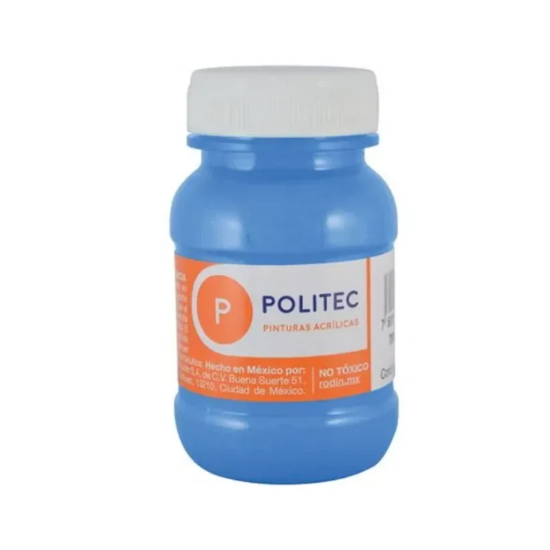 Pintura Acrilica 100Ml Blanco Azul Celeste Politec