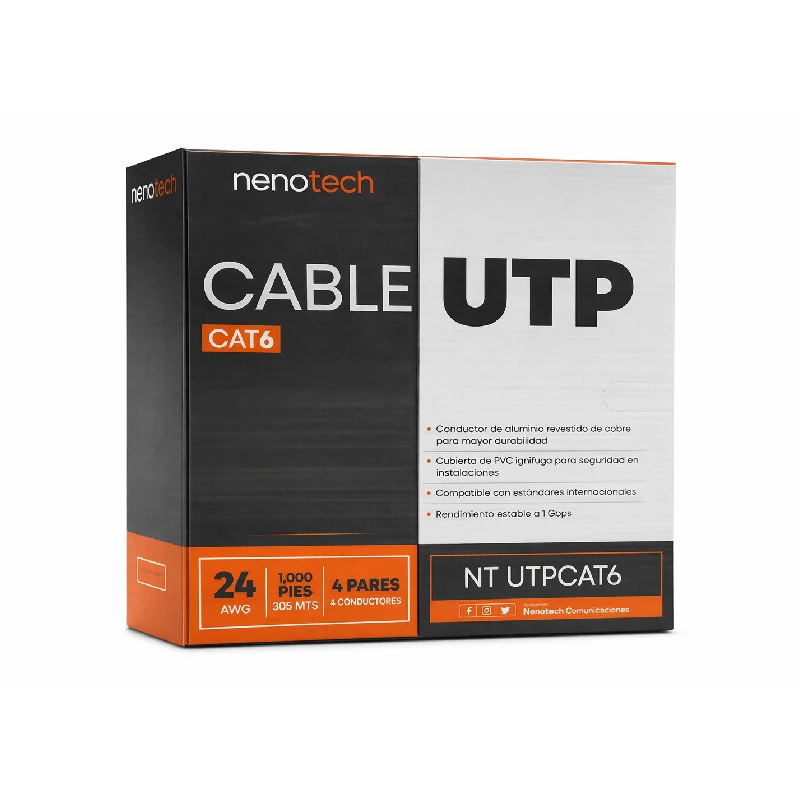 Cable De Red Categoria 6 Utp 1000 Pies Nenotech
