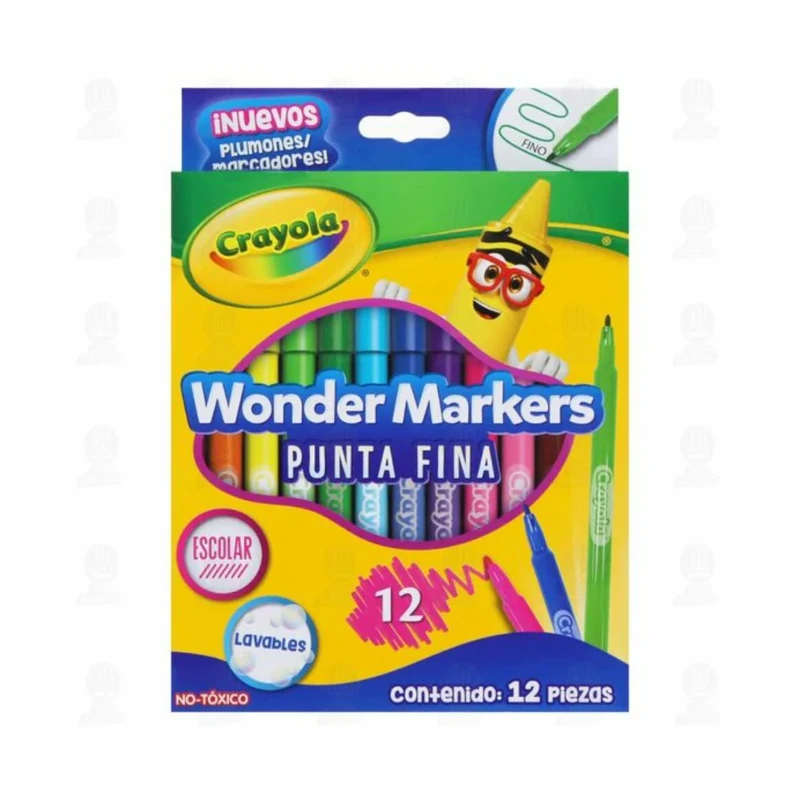 Marcador Esc Pqt12 Crayola Lavab Wonder-Markers