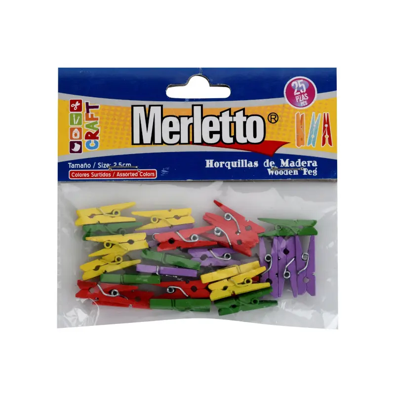 Gancho Madera 2.5Cm Paquete25 Col Surt Merletto