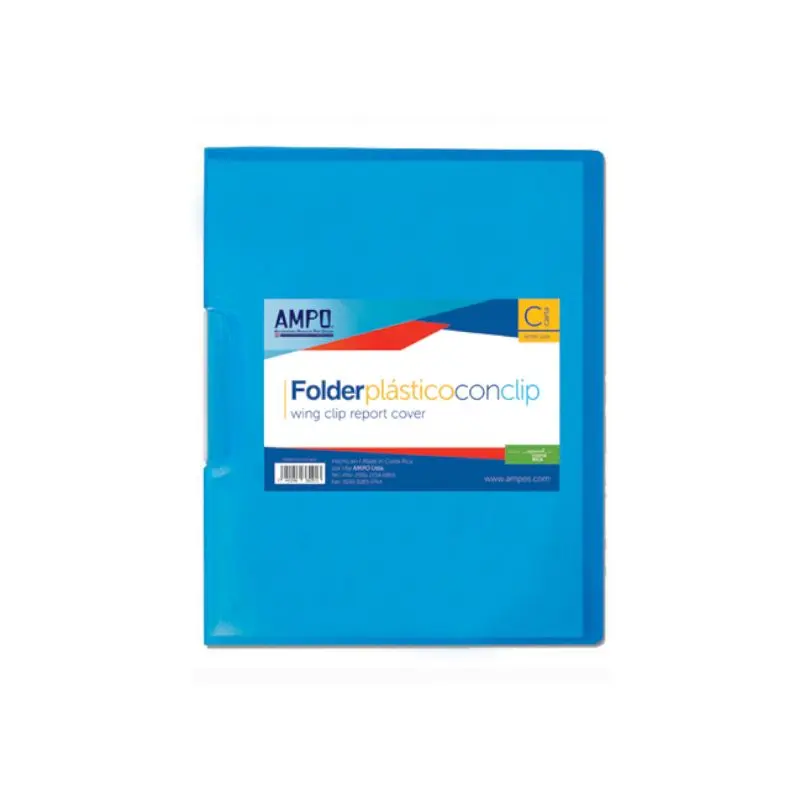 Folder Plastico Tamaño Carta Con Clip Ampo Azul