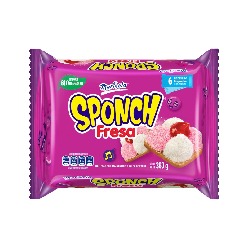 Galleta Marinela Sponch Fresa Pqt6 360Gr