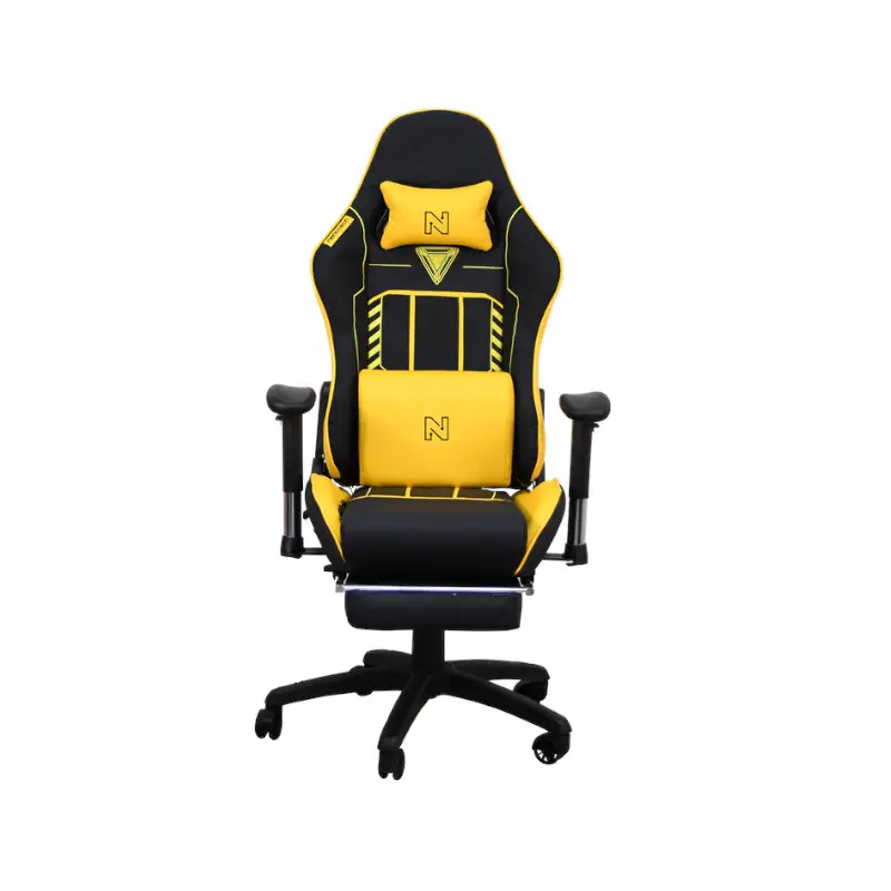 Silla Gaming Pro Brazo 2D Negro-Amarillo 300Lb GL4 Con Reposa Pies Nenotech