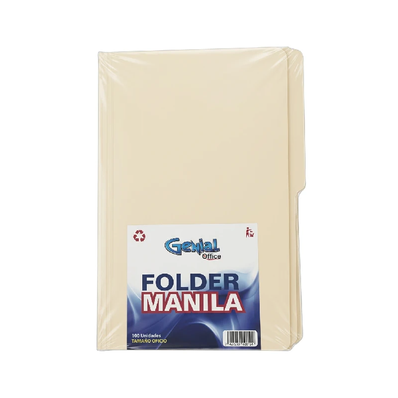 Folder Manila Tamaño Oficio Paquete100 Genial Bolsa
