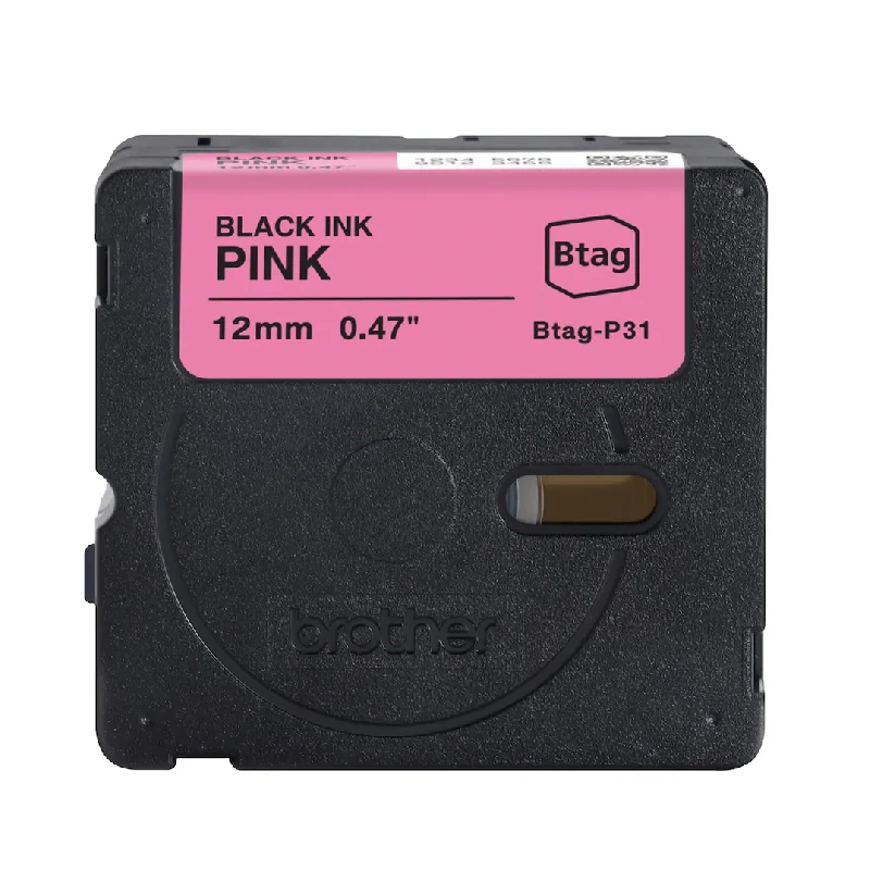Cinta Brother Para Etiquetadora P-Touch Btag Negro-Rosa 12Mm