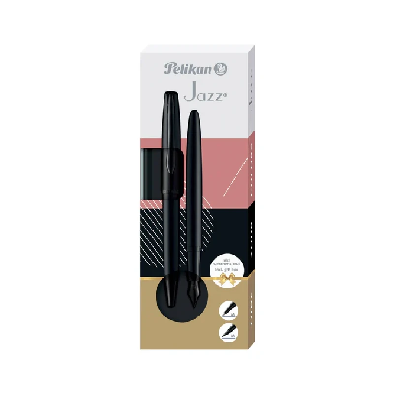 Boligrafo Pelikan Jazz Noble Set Neg + Fuente Azul Cuerpo Neg