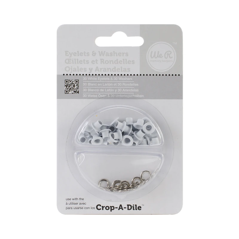 Ojales Crop-A-Dile Pqt 30 + Arandelas Blanco We R