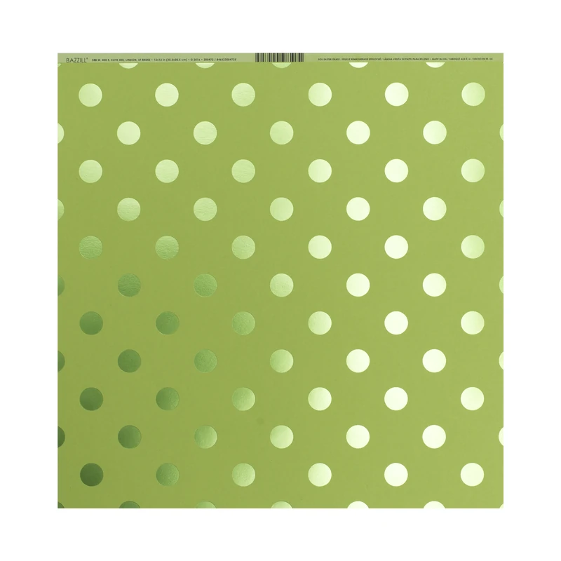 Cartulina Diseño 12X12  Verde Lima Puntos Bazill