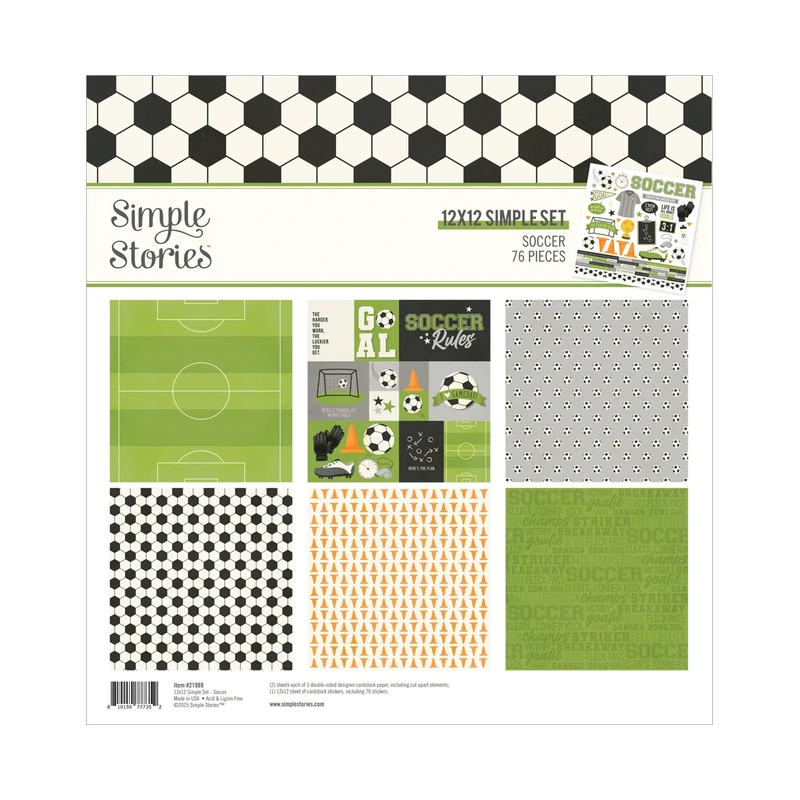 Cartulina Diseño 12X12  Kit Soccer Simple Stories