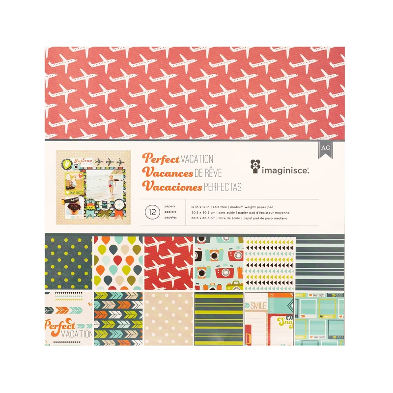 Cartulina Diseño 12X12  Pqt12 Perfect Vacation American Crafts