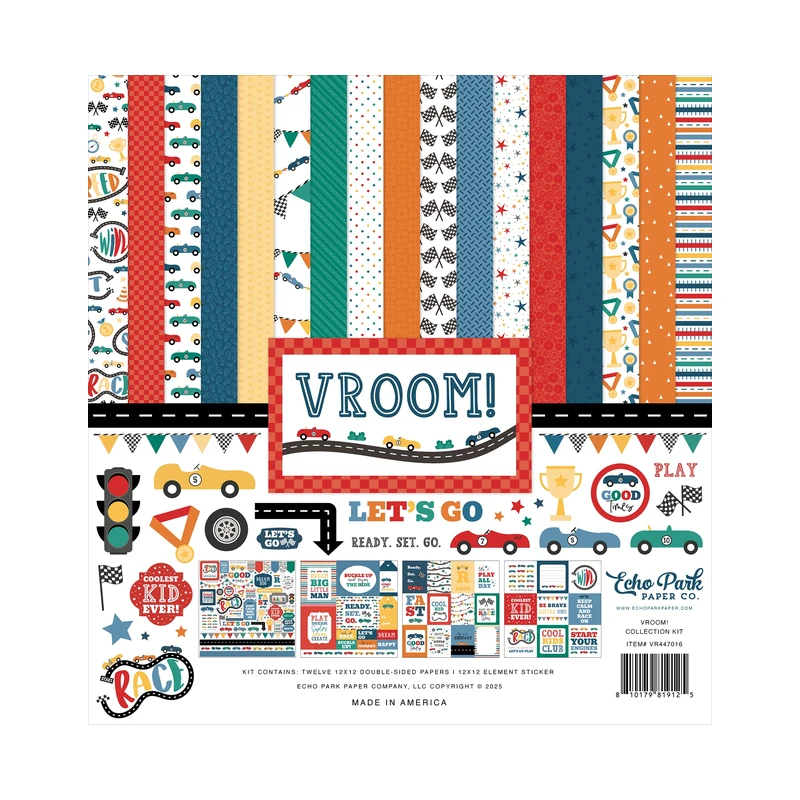 Cartulina Diseño 12X12  Kit Vroom! Echo Park