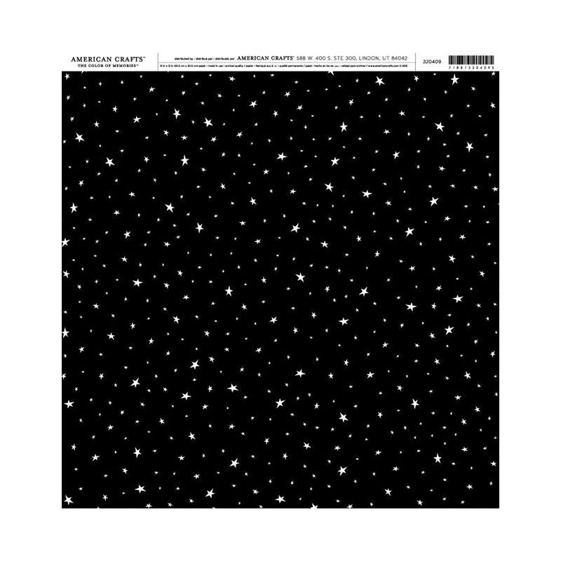 Cartulina Diseño 12X12  Negro Estrellas American Crafts