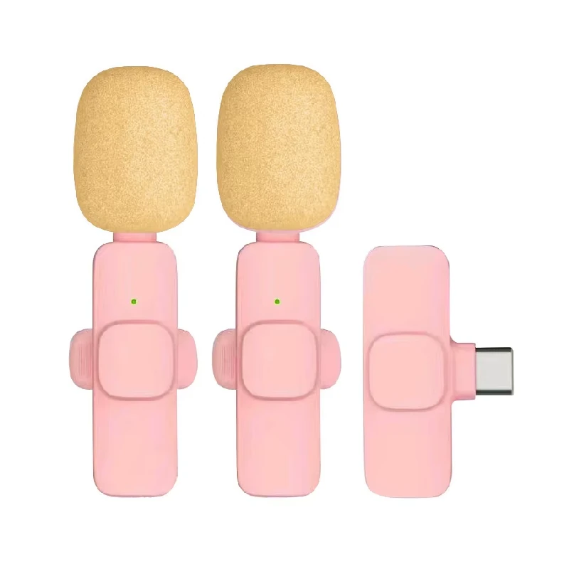 Microfono Inalambrico K9 2Piezas Usb-C Para Android Iphone Rosa