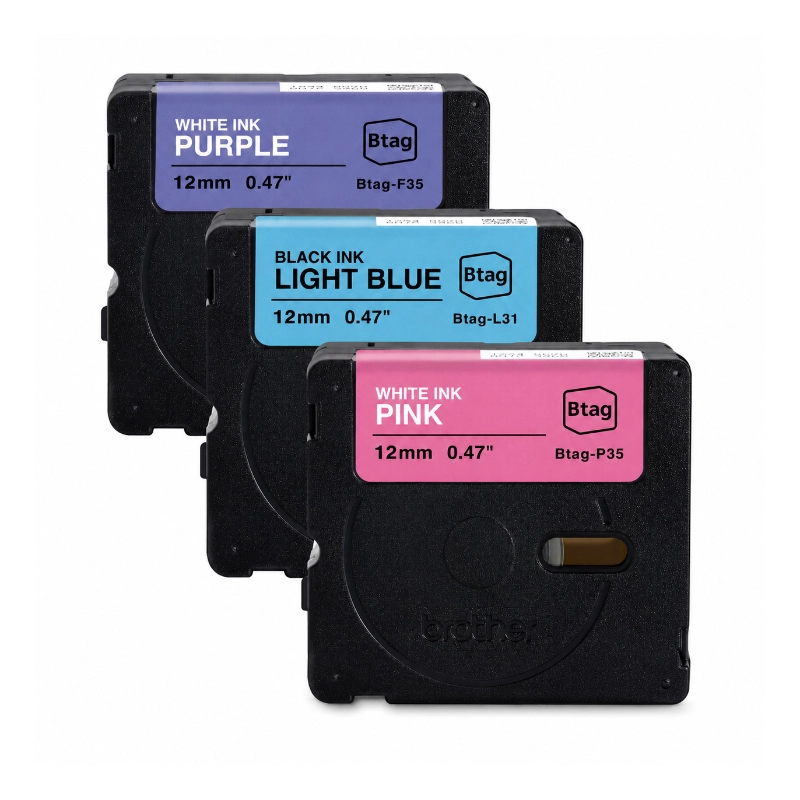 Cinta Brother P-Touch Para Ptn10 Btag 3-Pack Blanco/Morado/Rosa 12Mm