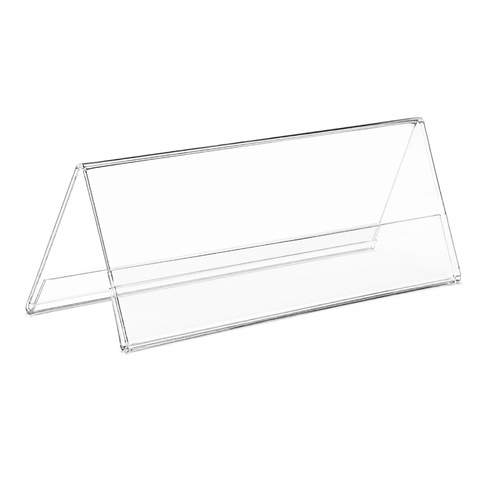 Display acrílico tipo A de 2 mm doble vista 22x11cm