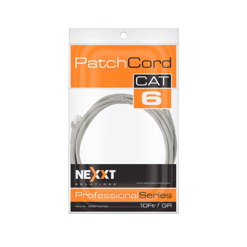 Cable Red Cat 6   10 Pies Gris (Patch Cord) Nexxt