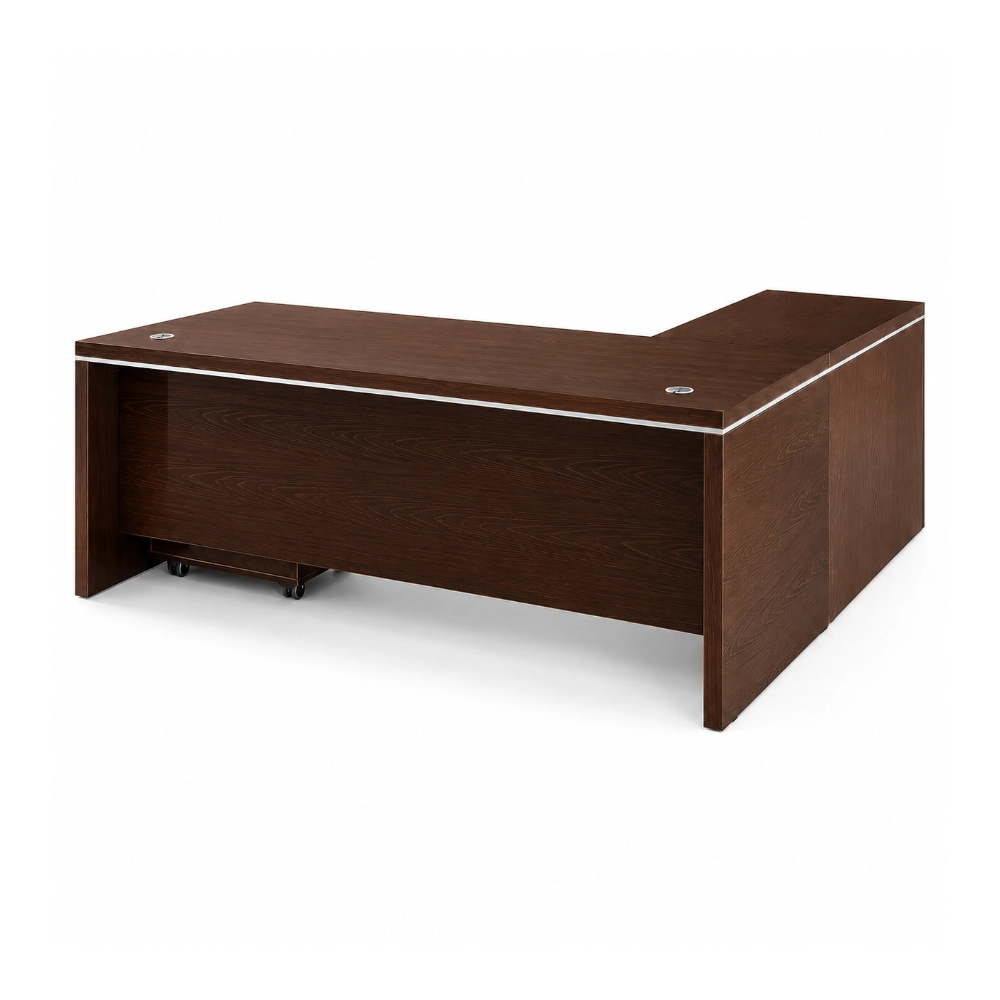 Escritorio Ejecutivo En L Cafe con Cajonera 3 Gavetas 200X200X75Cm