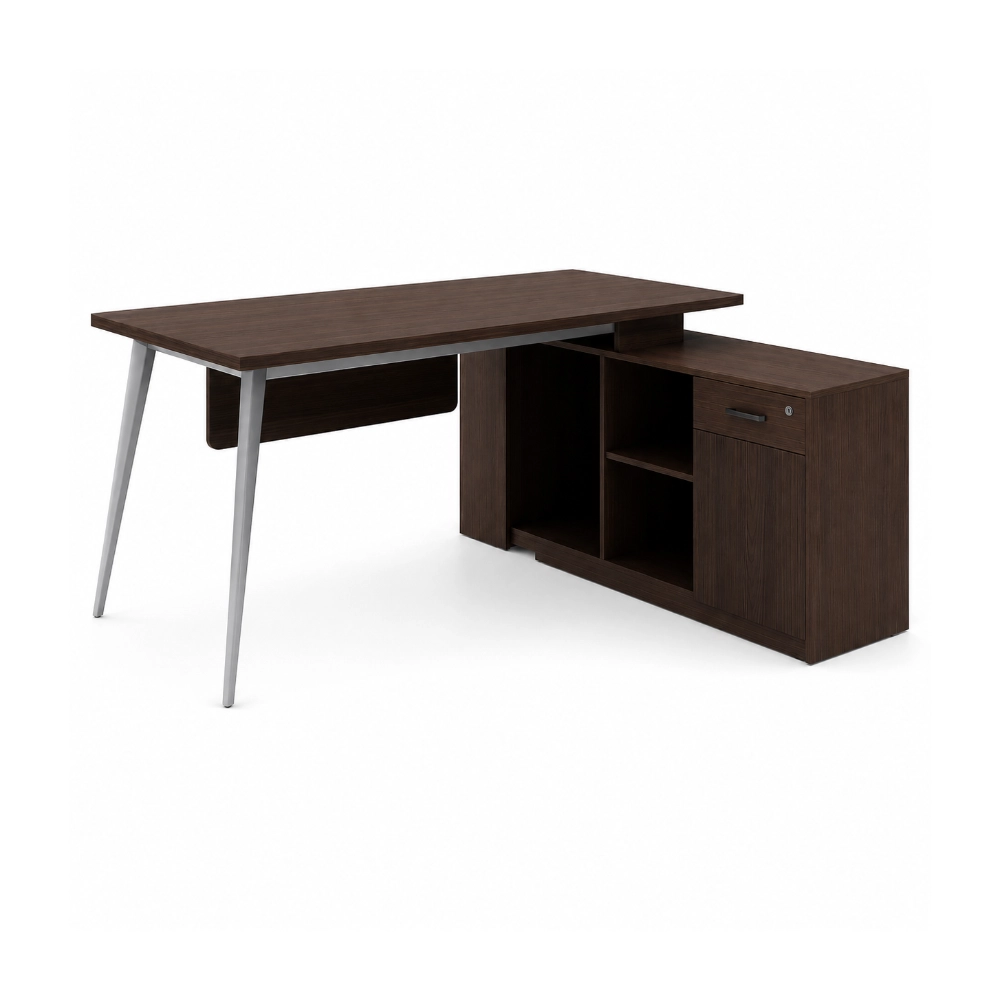 Escritorio En L Cafe con Credenza 180X70X75Cm