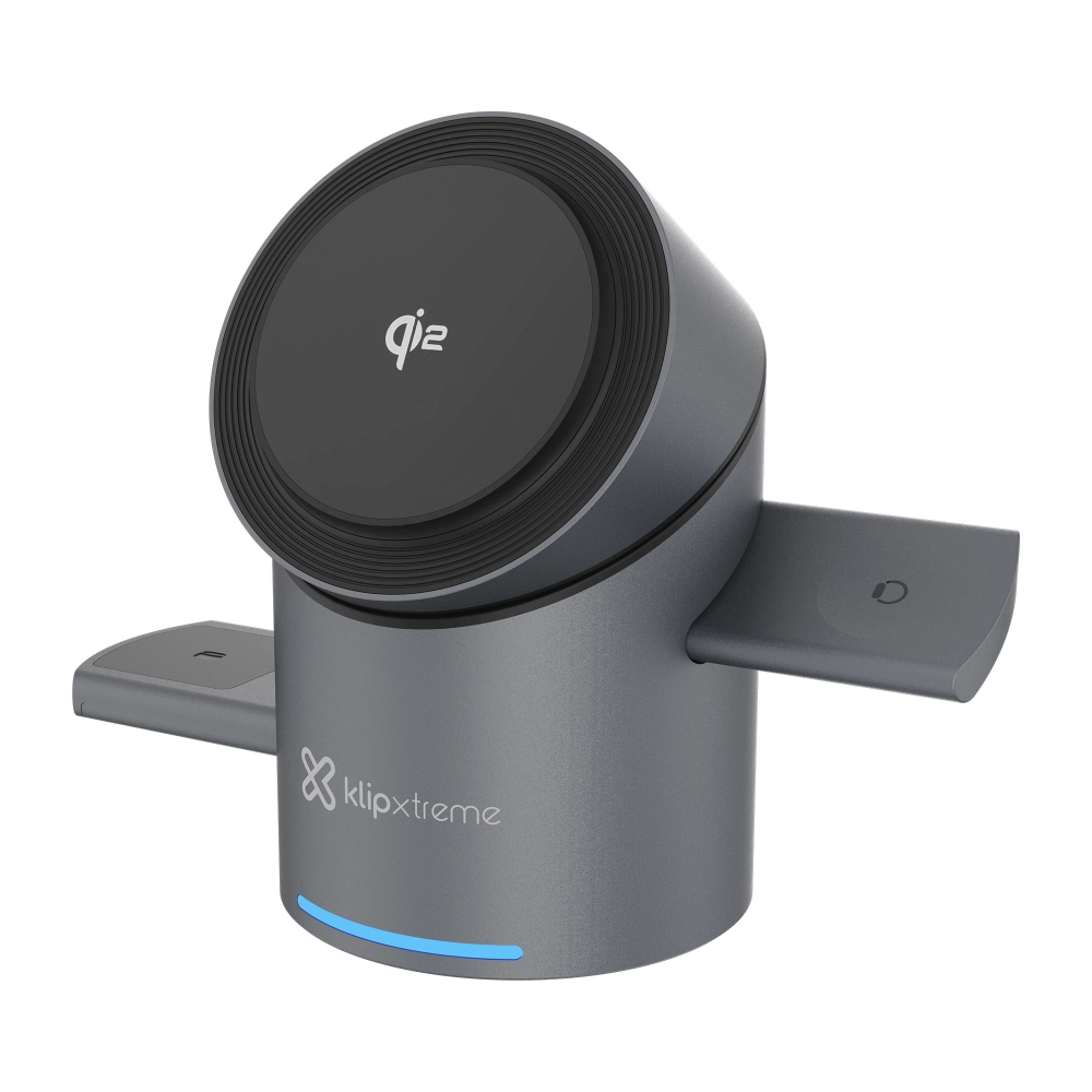 Cargador Portatil Inalambrico Magnetico 3 En 1 15W Kdc-400 Klipx