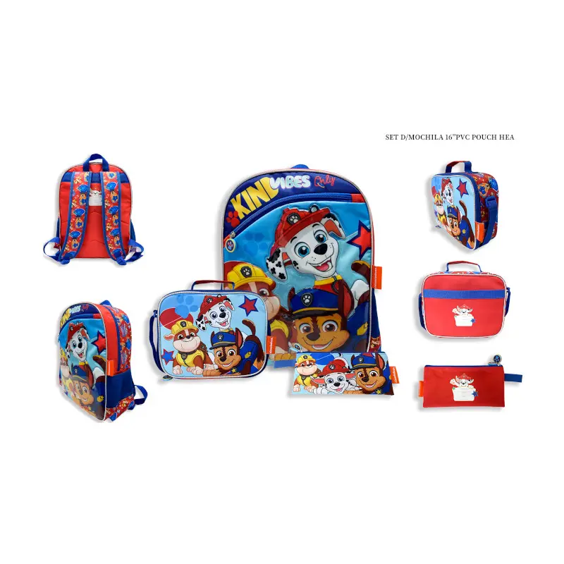 Mochila Paw Patrol 16  + Lonchera + Lapicero 2 Dep