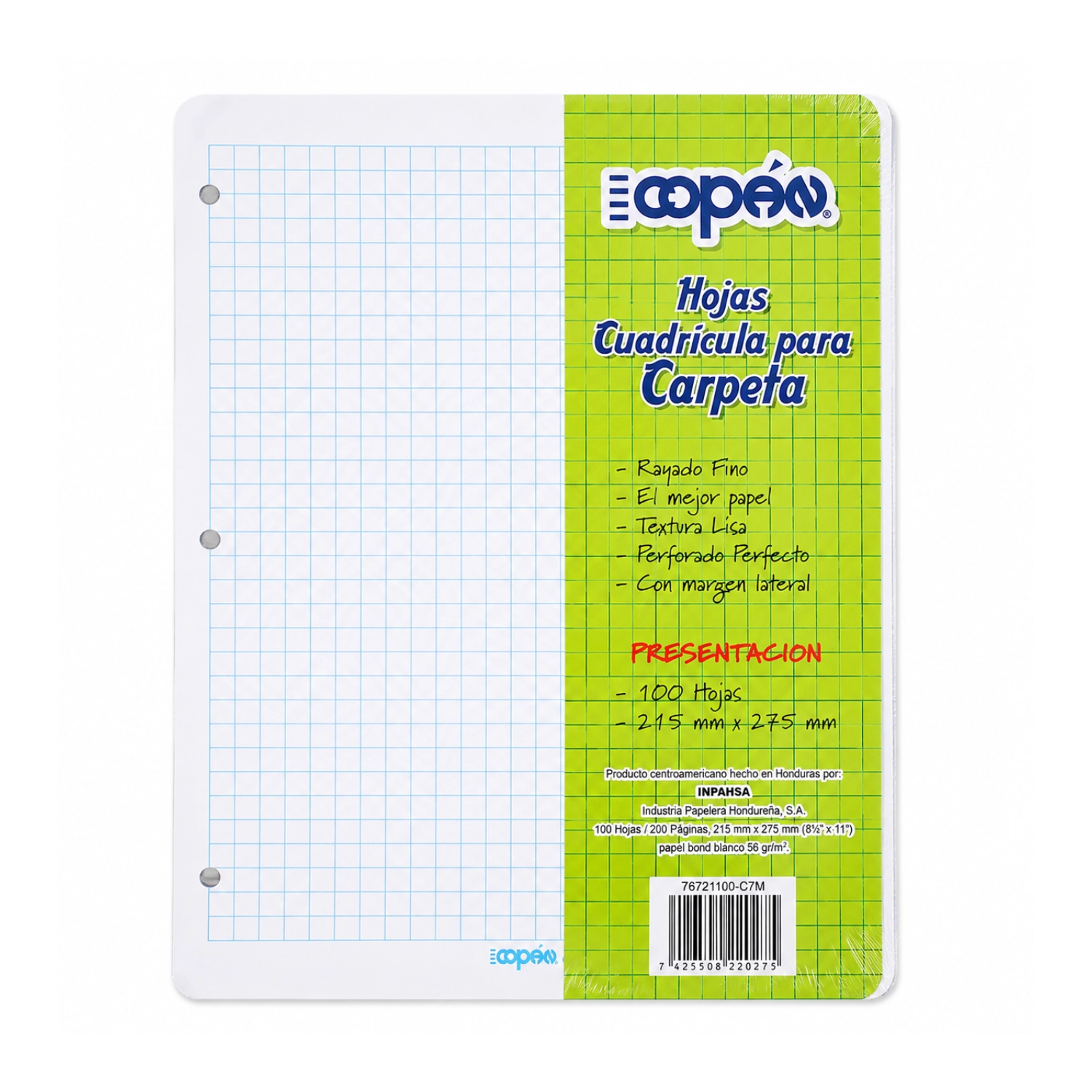 Hojas P/Folder T/C Cuadr 100 Hjs Copan