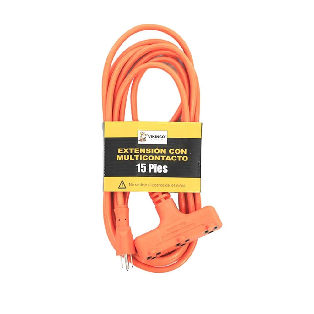 Extension Electrica 15’/4.5M Naranja Vikingo 3 Tomas 8/800920