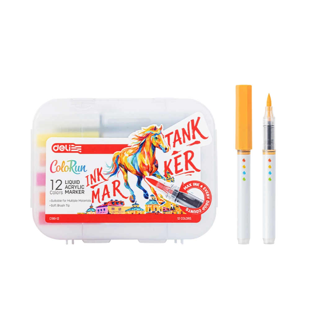 Marcador Acrilico Deli Pq12 Brush Colorun