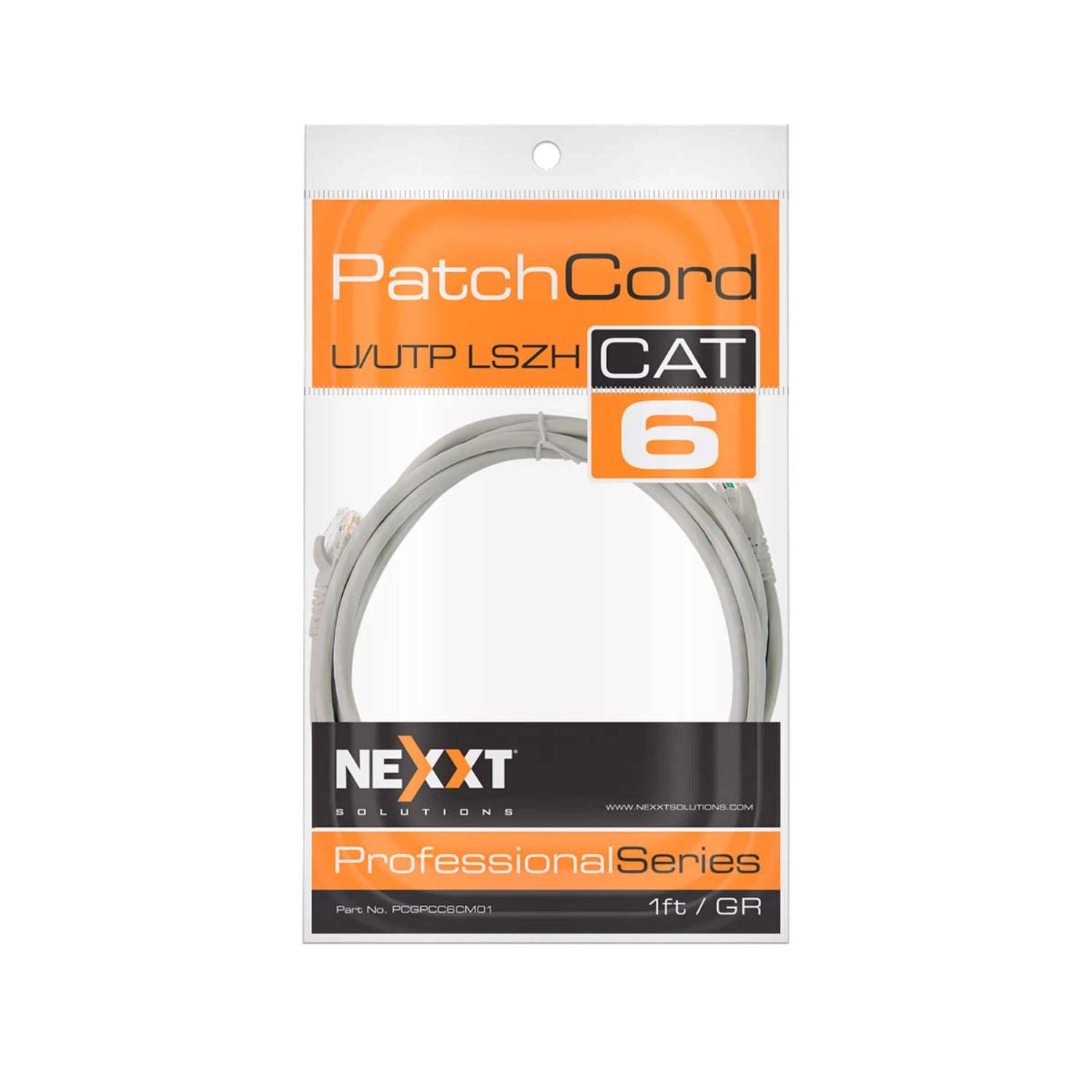 Cable De Red Cat6 Utp 1Ft Gris Patch Cord Nexxt