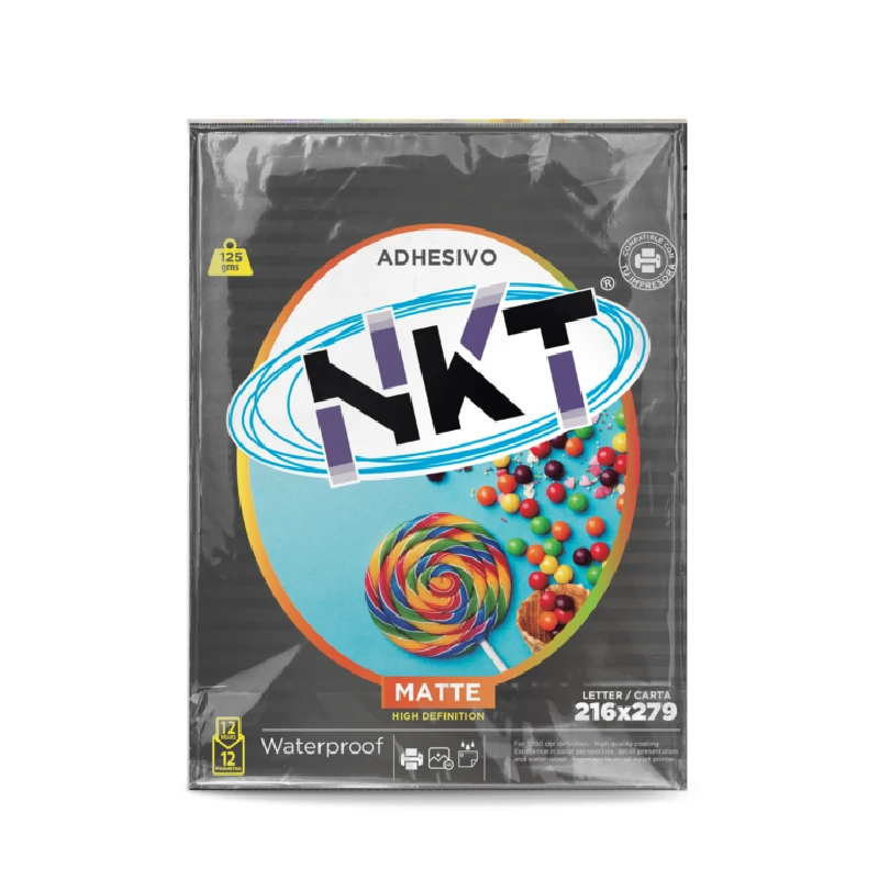 Papel Foto 8.5X11 12Hjs Mate 115Gr C/Adhesivo En Bolsa Nkt
