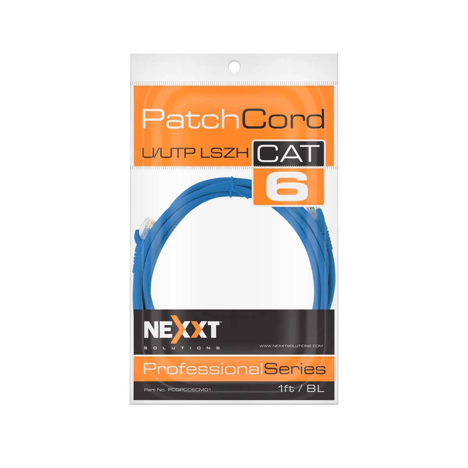 Cable De Red Cat6 Utp 1Ft Azul Patch Cord Nexxt
